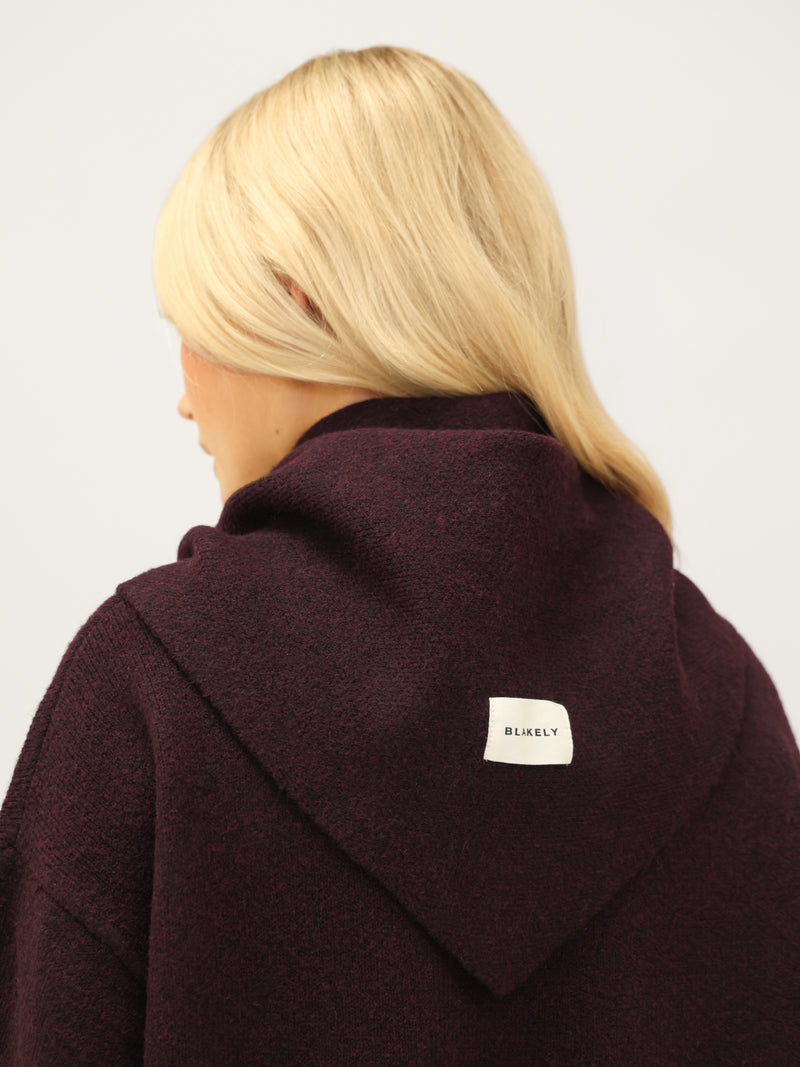 Label Knitted Triangle Scarf - Dark Mulberry