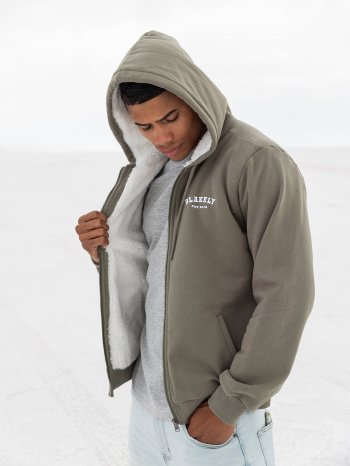 Heritage Zip Up Hoodie - Safari Green