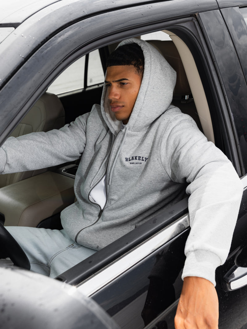 Heritage Zip Up Hoodie - Marl Grey