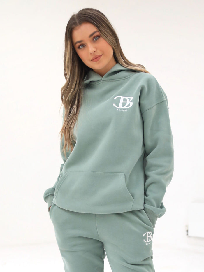 Initial Womens Relaxed Hoodie - Sage Green