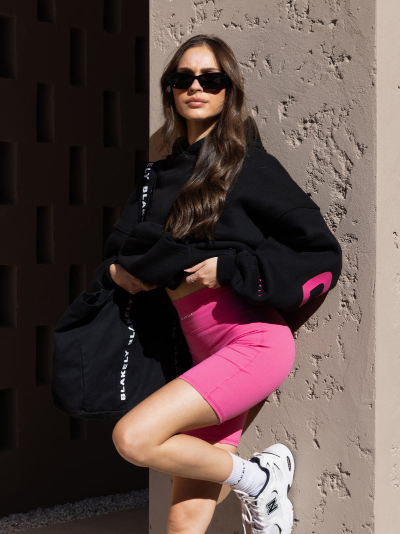 Isabel Oversized Hoodie - Black & Bold Pink