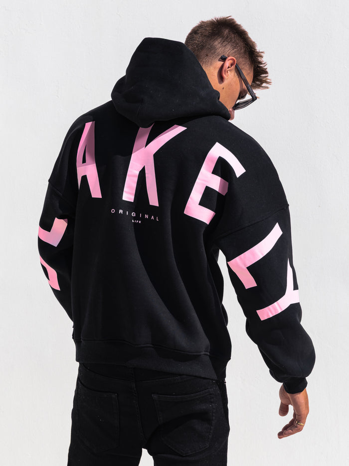 Members Idris Oversized Hoodie - Black & Pink