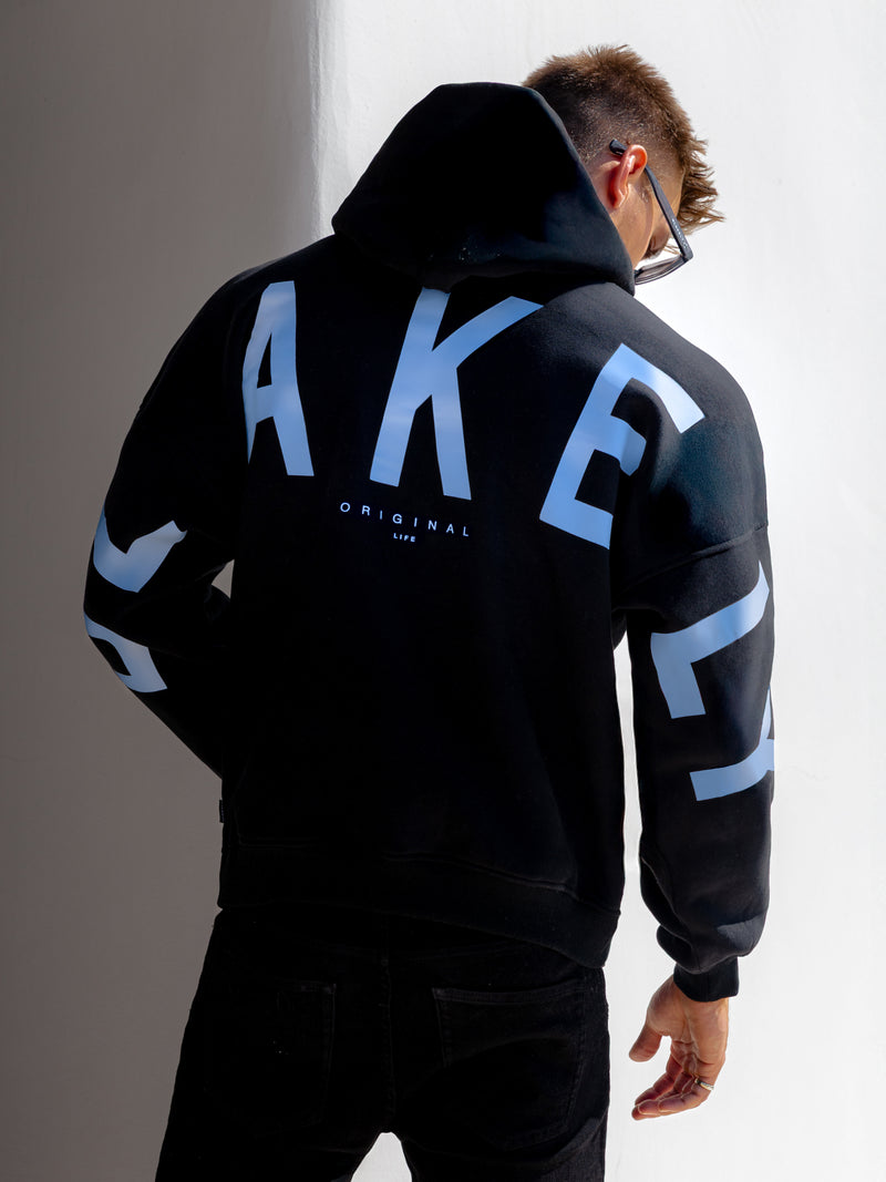 Members Idris Oversized Hoodie - Black & Blue