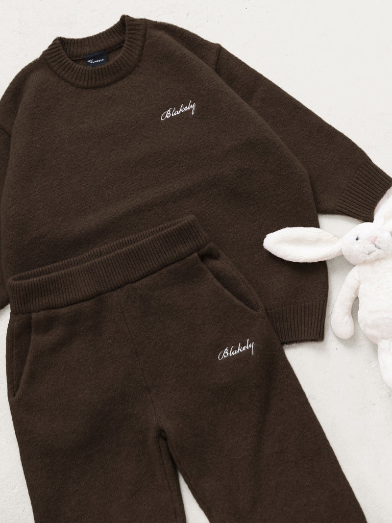 Mini Knitted Sweatpants - Chocolate Brown
