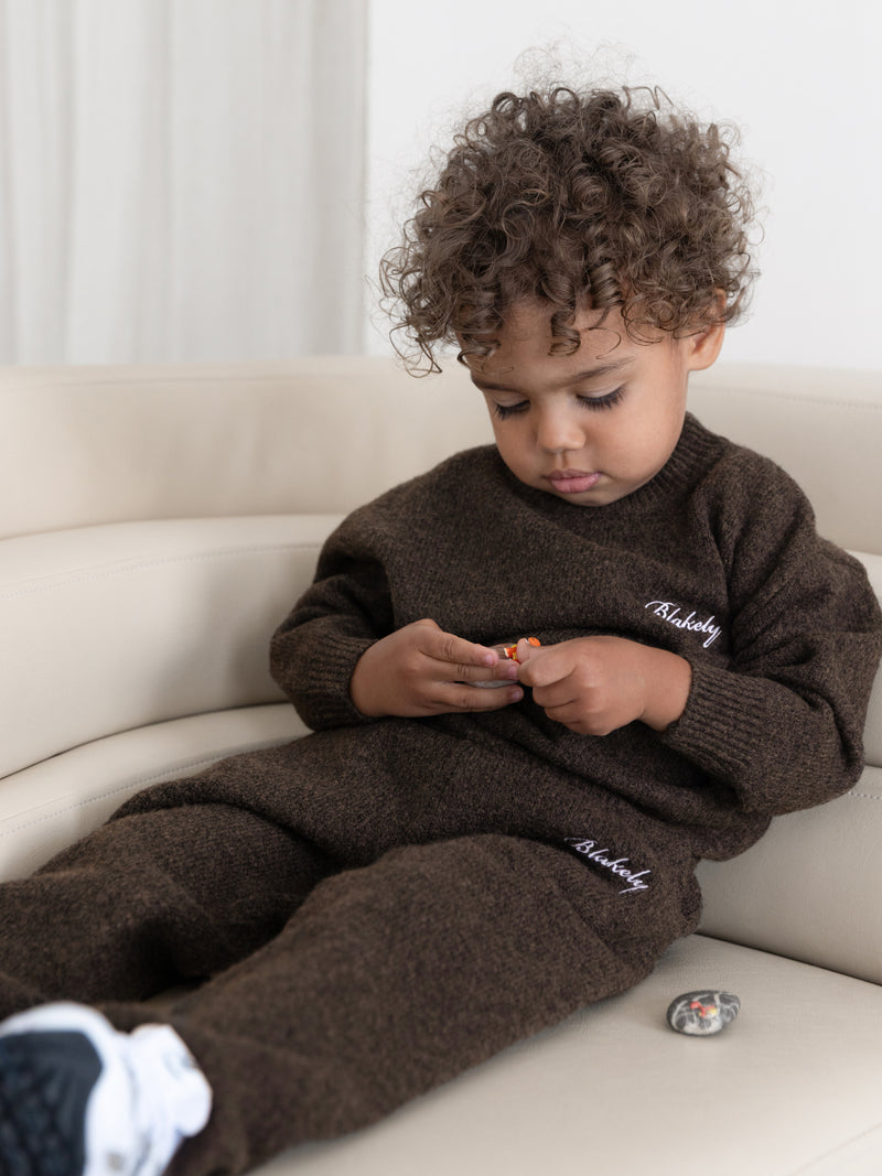 Mini Knitted Sweatpants - Chocolate Brown