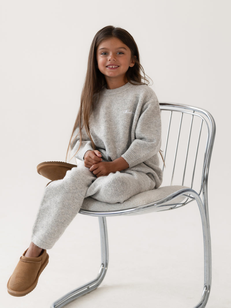 Mini Knitted Sweatpants - Marl Grey