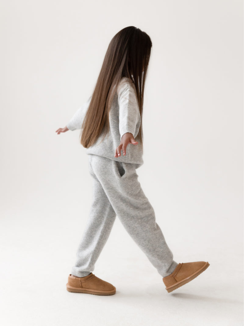Mini Knitted Sweatpants - Marl Grey