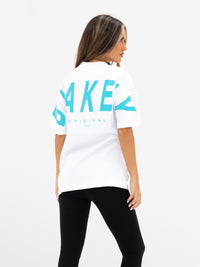 Isabel Oversized T-Shirt - White & Aqua