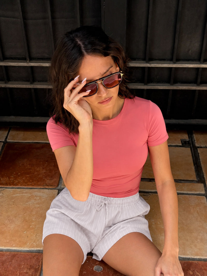 Lucia Baby Tee - Bright Pink