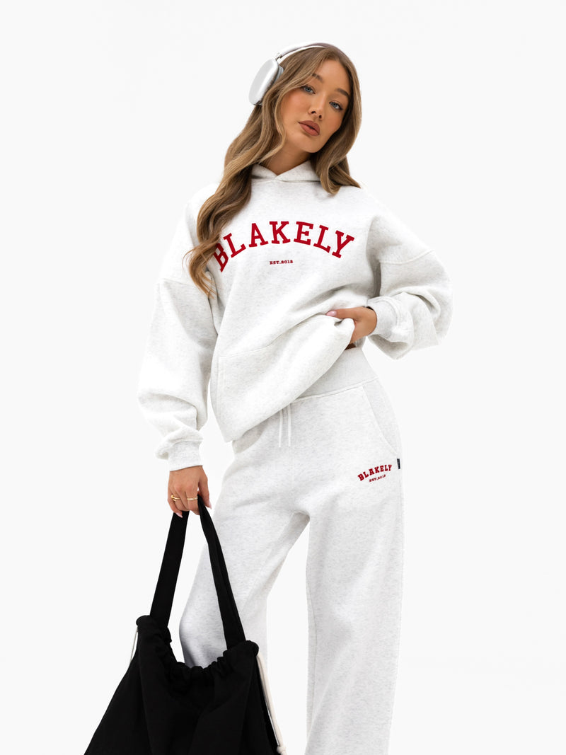 Heritage Wide Leg Sweatpants - Marl White & Chilli Red