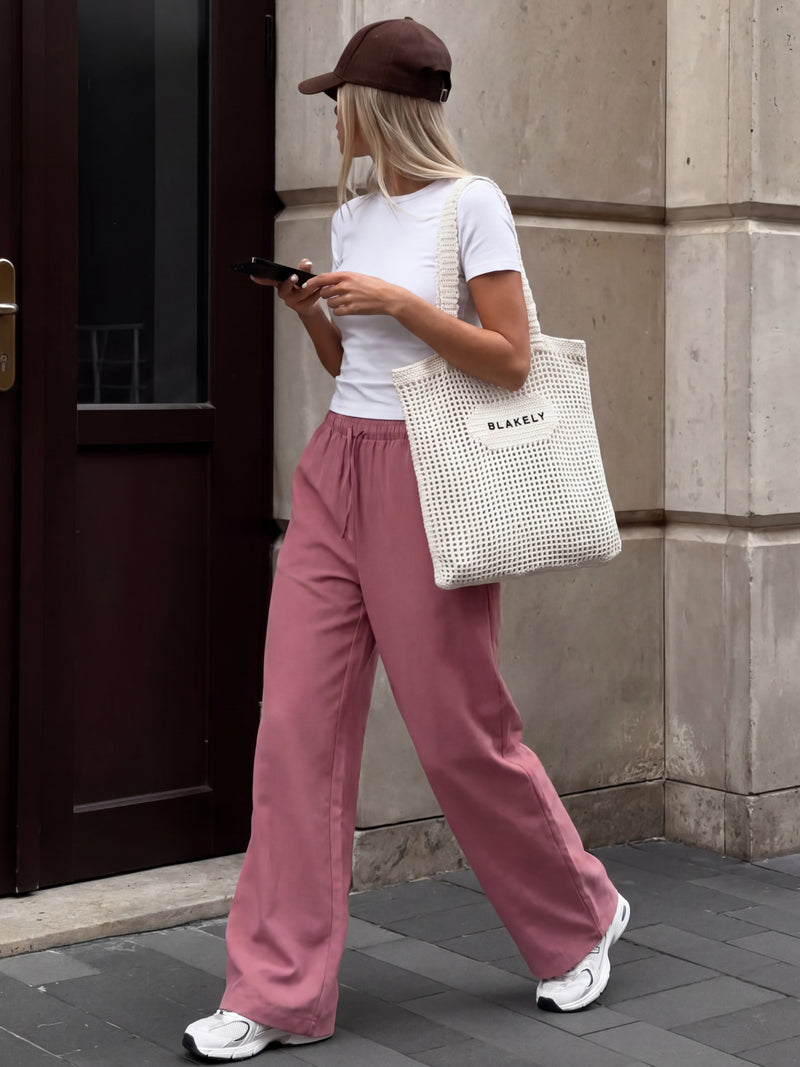 Maya Wide Leg Trousers - Dark Berry