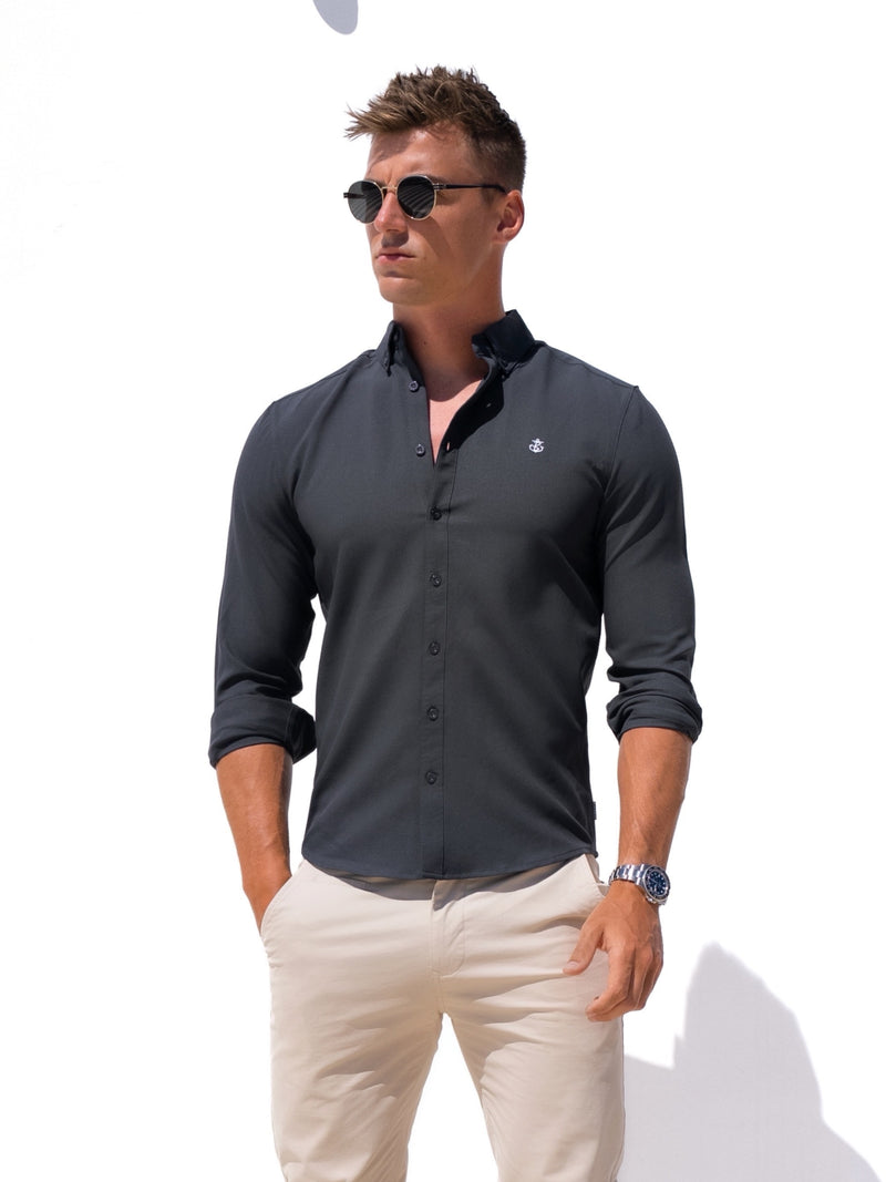 Carter Long Sleeve Shirt - Petrol Blue