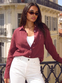 Mila Oversized Shirt - Washed Red