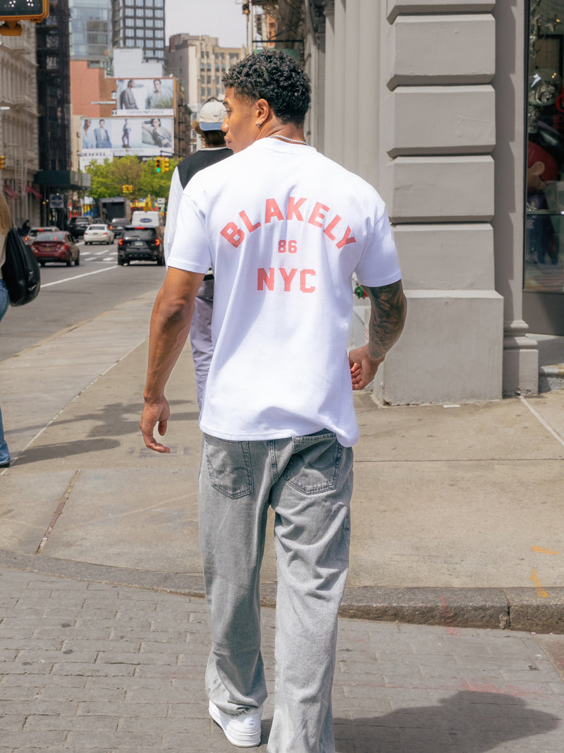 NYC Relaxed T-Shirt - White & Coral