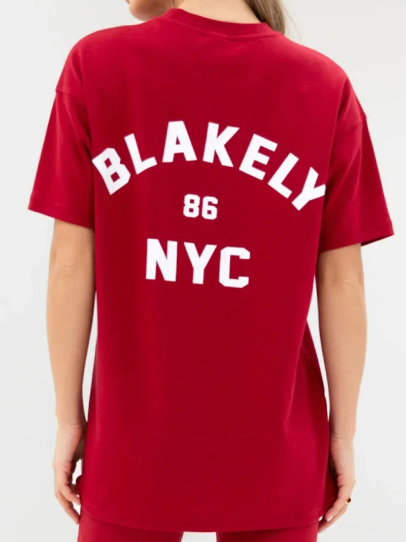 NYC Oversized T-Shirt & Isabel Jogger Shorts Set - Cherry Red