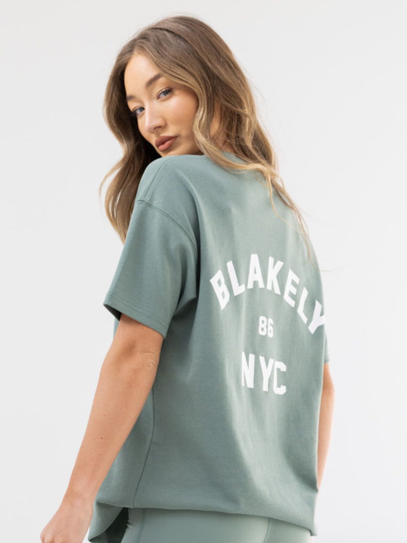 NYC Oversized T-Shirt & Elodie Stripe Trousers Set - Sage Green & Mint Green