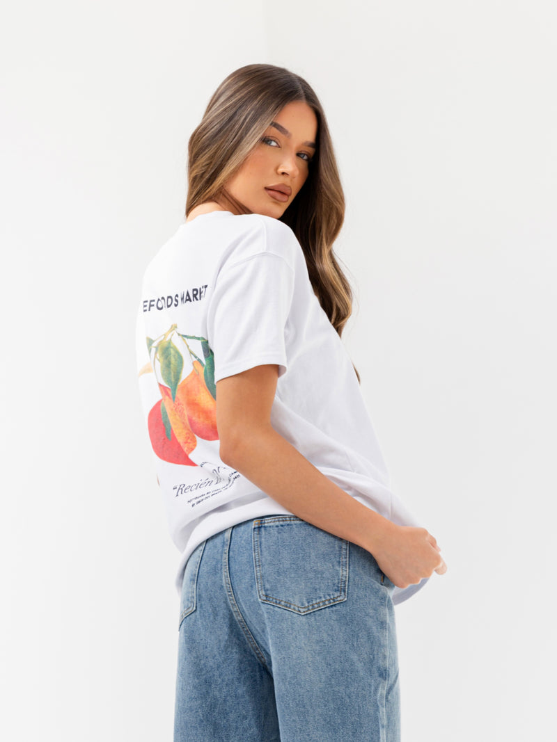 Orla Orange Oversized T-Shirt - White