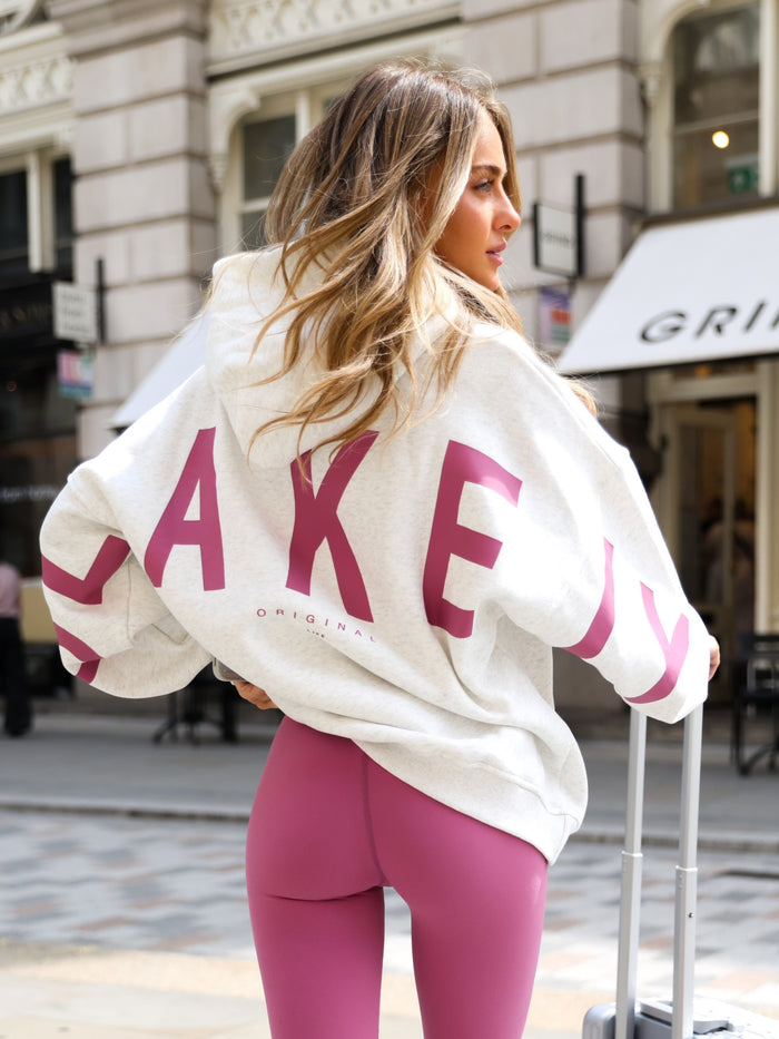 Isabel Oversized Hoodie - Marl White & Pink