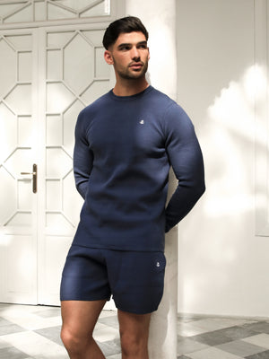 Riad Knitted Long Sleeve T-Shirt - Blue