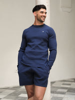Riad Knitted Long Sleeve T-Shirt - Blue