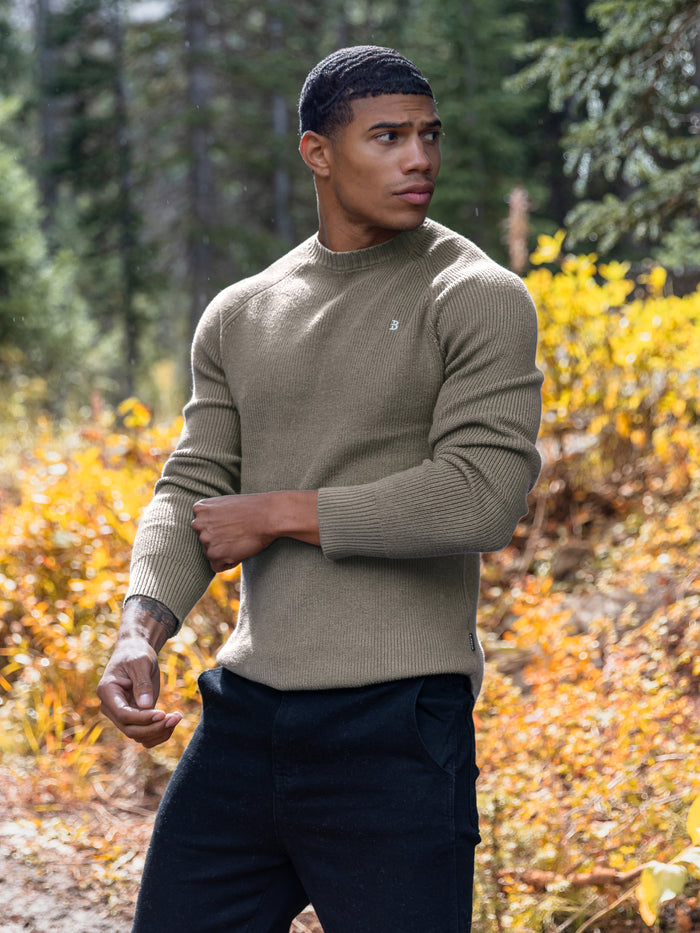Olton Anchor Knit Jumper - Safari Green