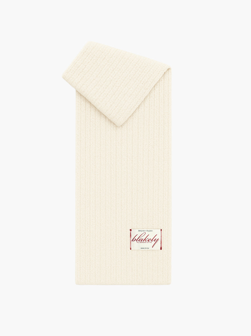 Script Label Knit Scarf - Cream