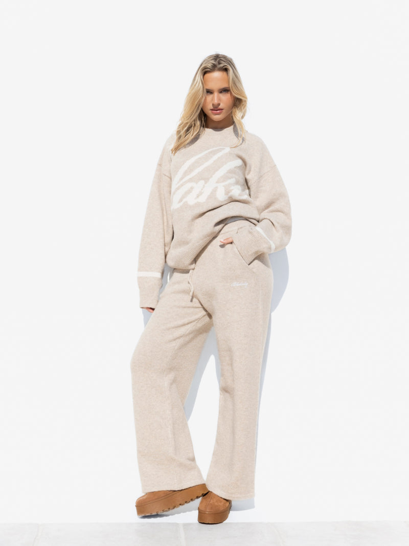 Margot Script Oversized Knitted Jumper - Toasted Taupe