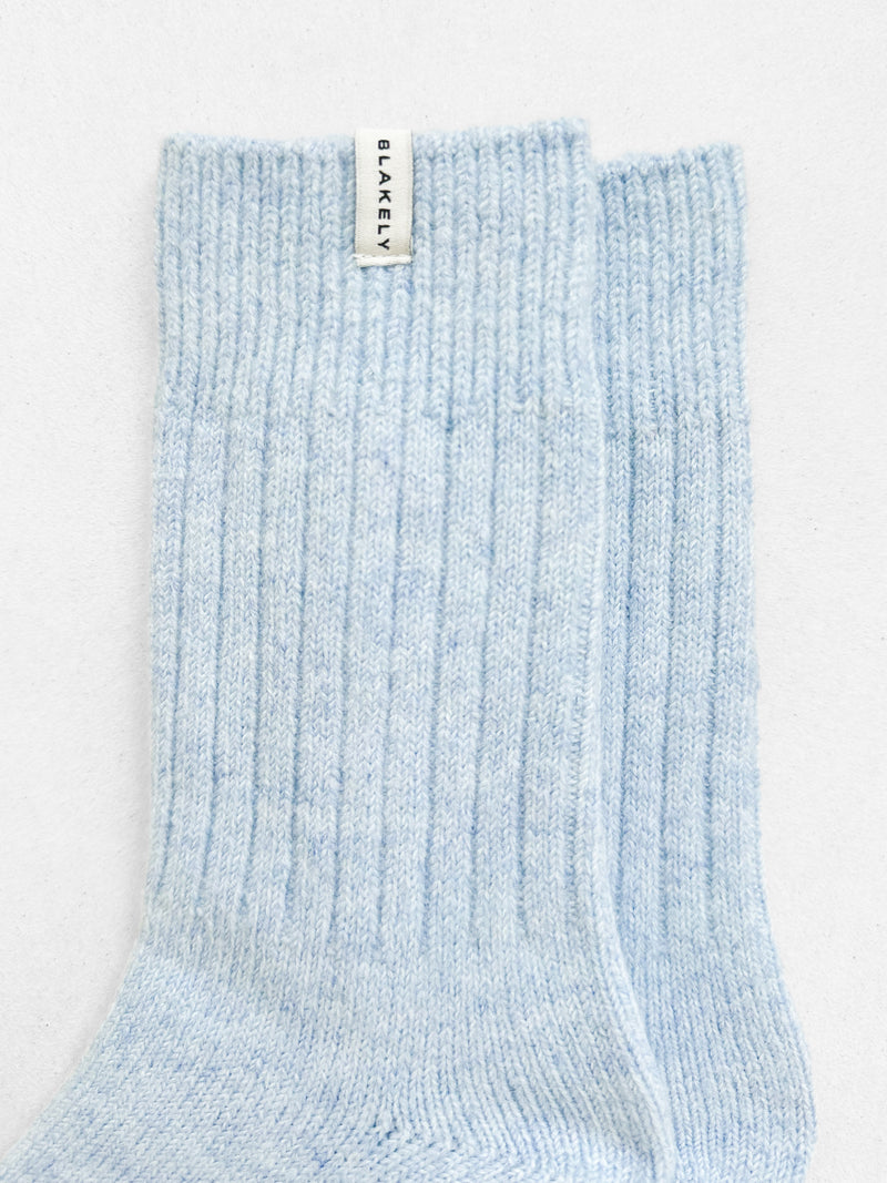 Label Knitted Socks - Baby Blue