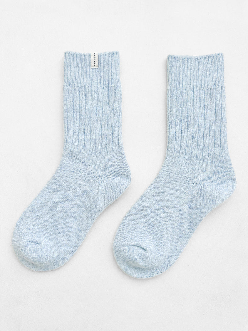 Label Knitted Socks - Baby Blue