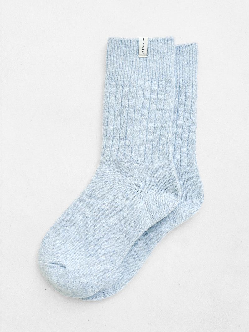 Label Knitted Socks - Baby Blue