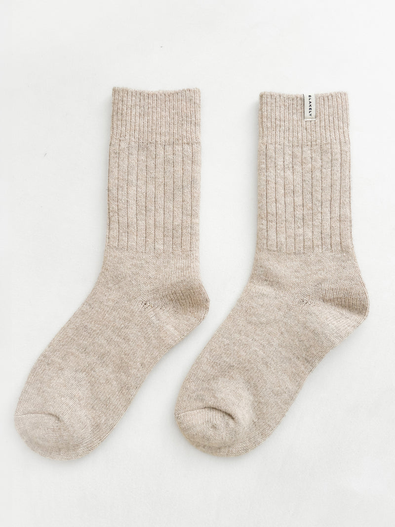 Label Knitted Socks - Toasted Taupe
