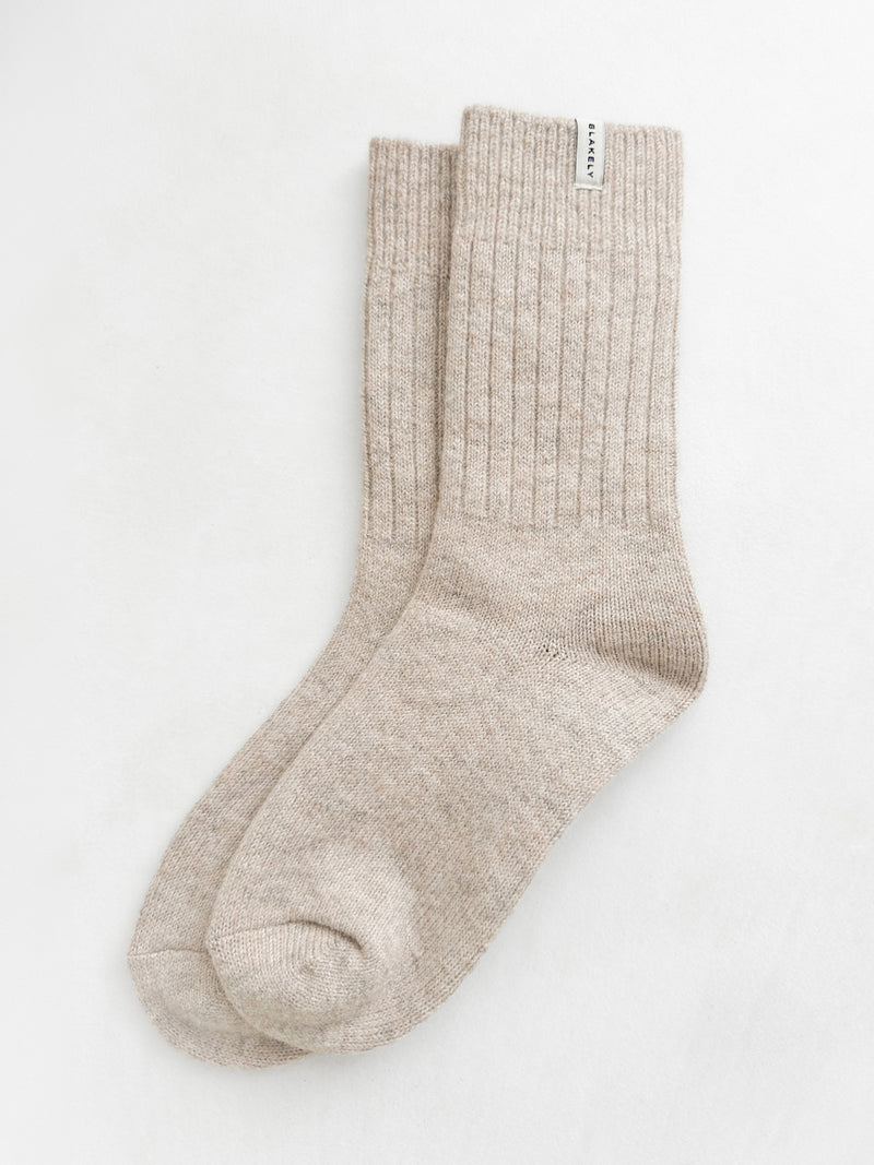 Label Knitted Socks - Toasted Taupe