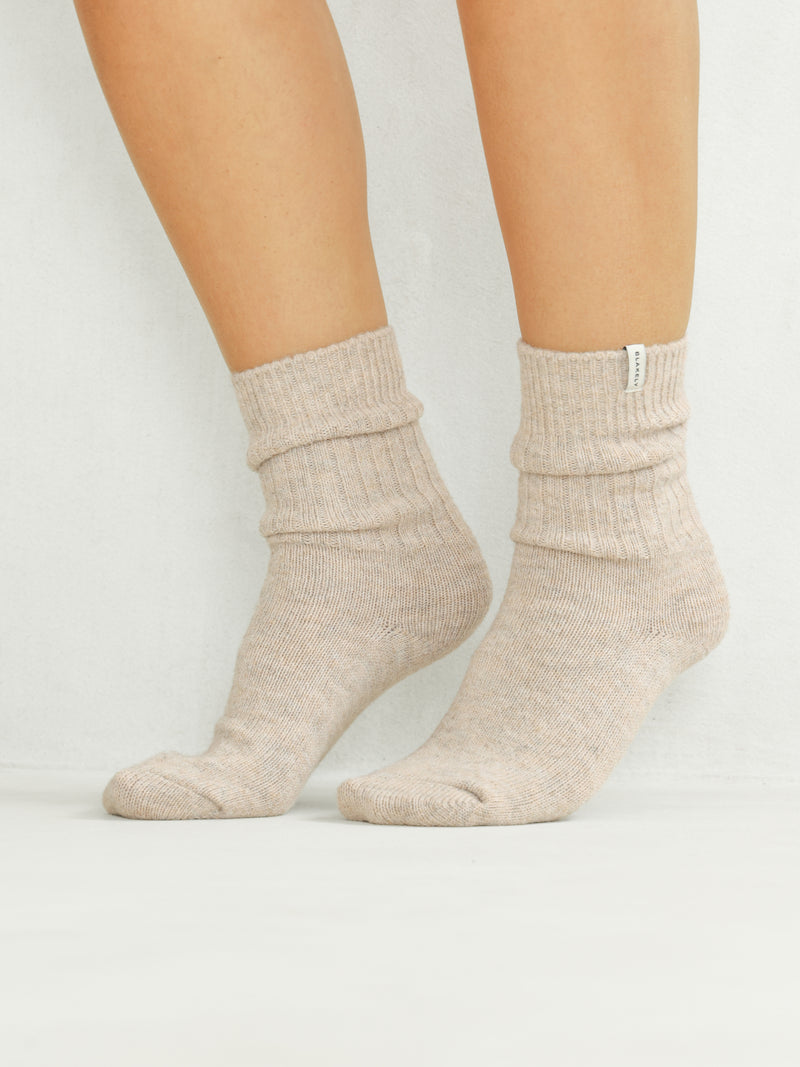 Label Knitted Socks - Toasted Taupe