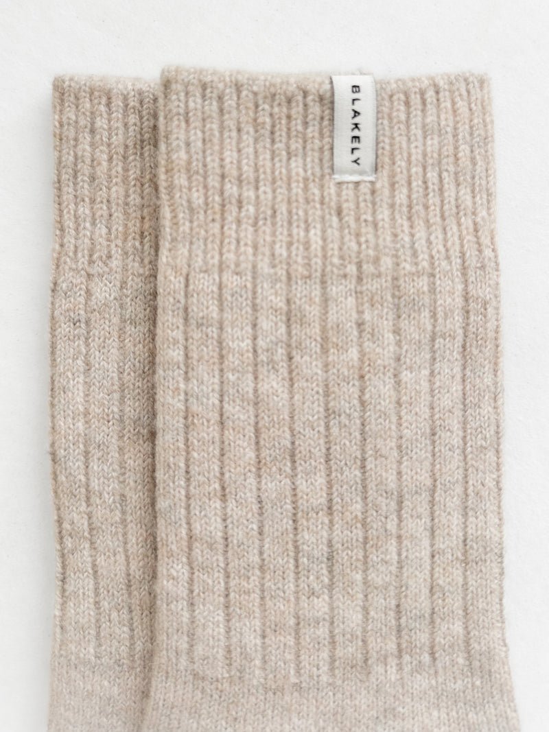 Label Knitted Socks - Toasted Taupe