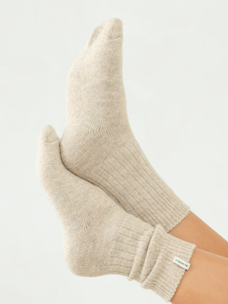Label Knitted Socks - Toasted Taupe