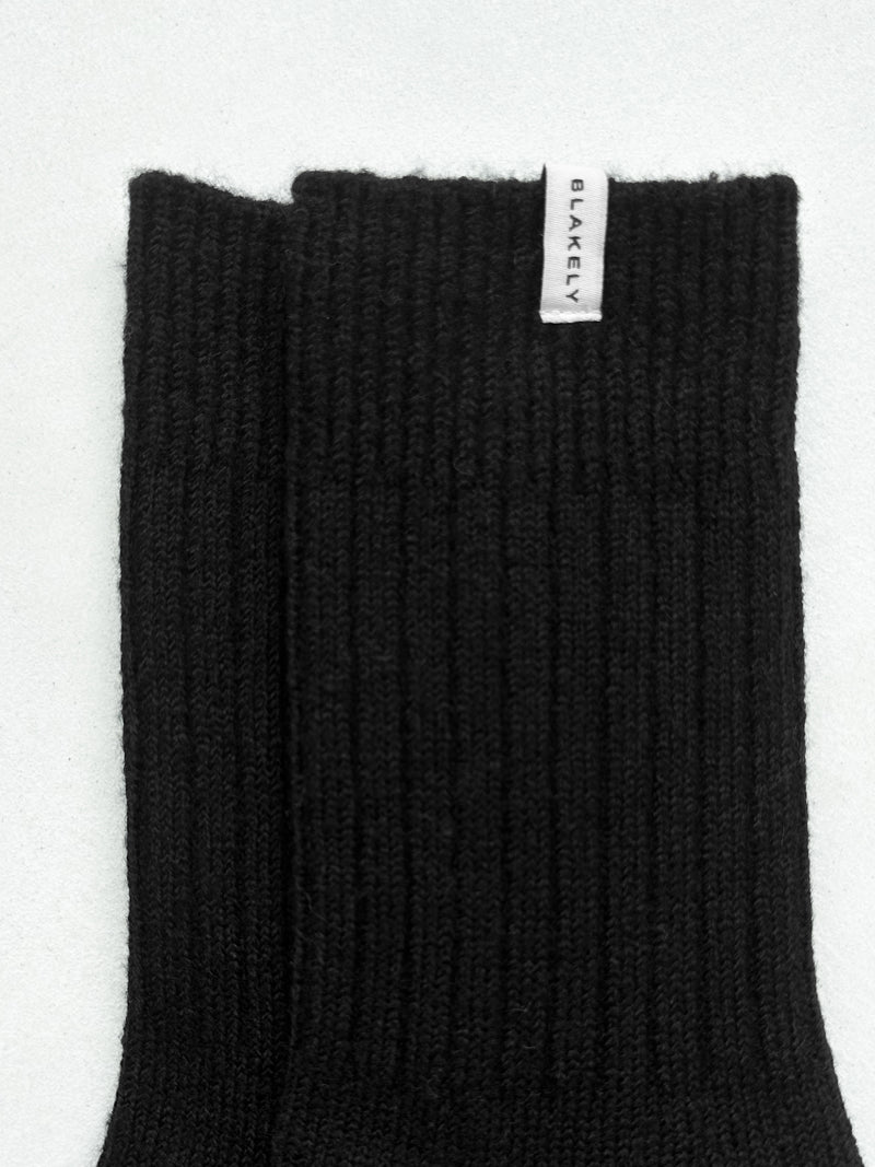 Label Knitted Socks - Black