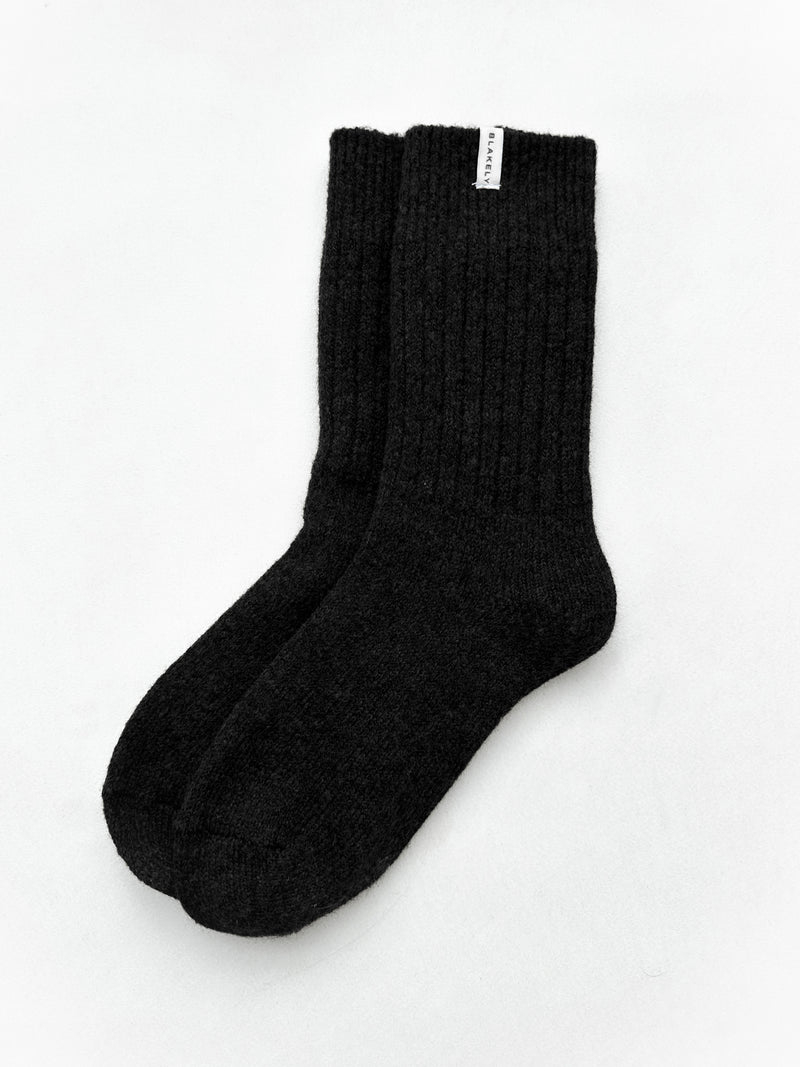 Label Knitted Socks - Black