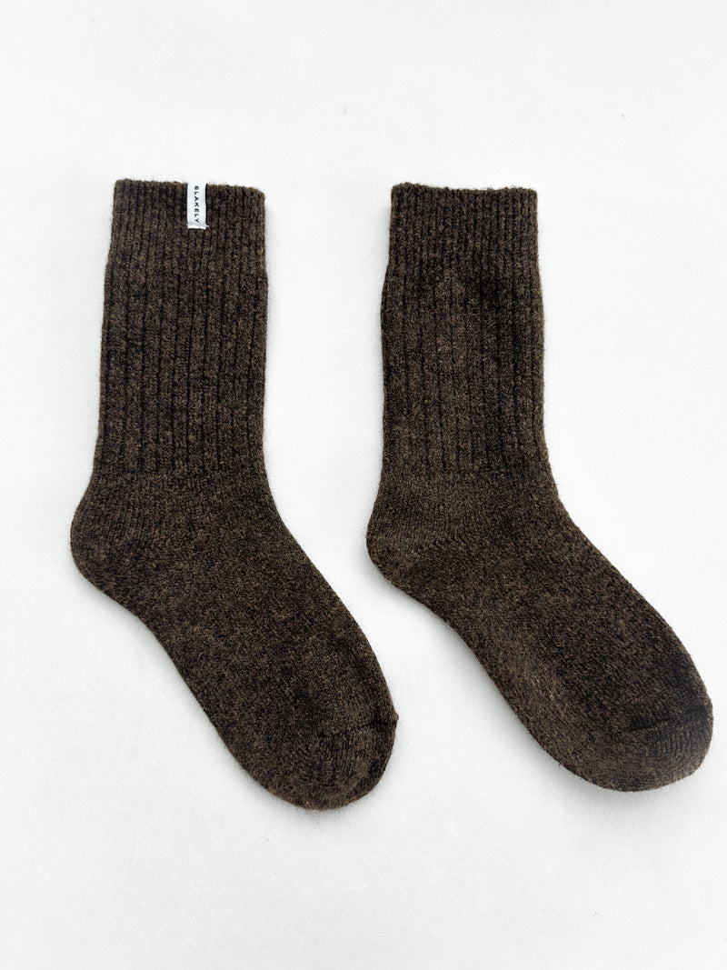 Label Knitted Socks - Chocolate Brown