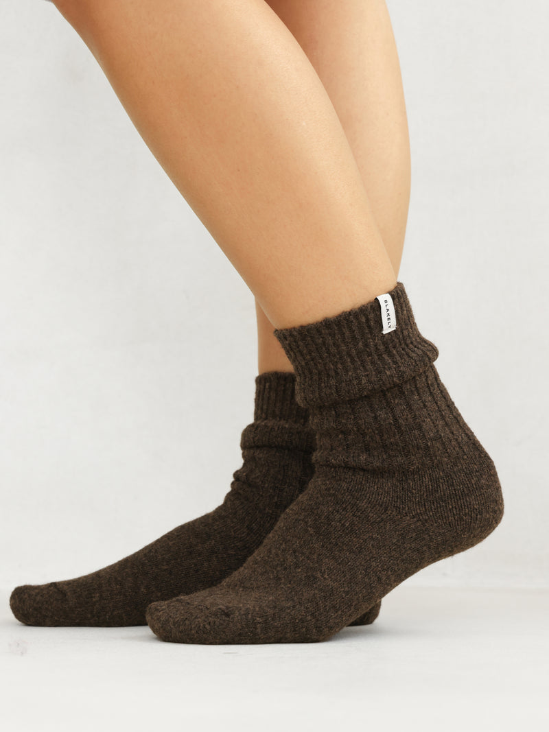 Label Knitted Socks - Chocolate Brown