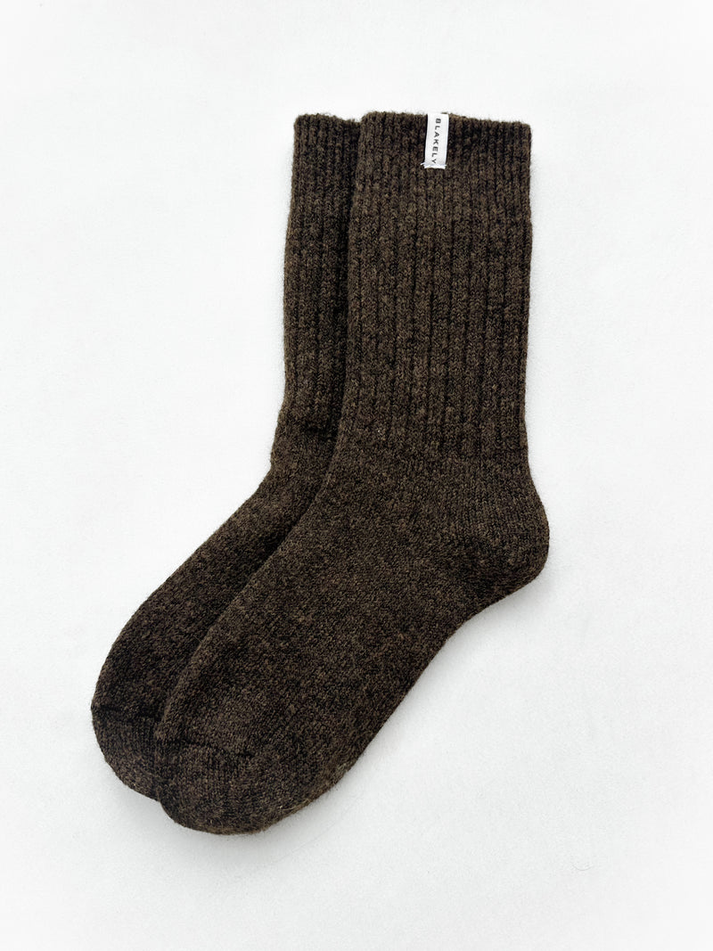 Label Knitted Socks - Chocolate Brown