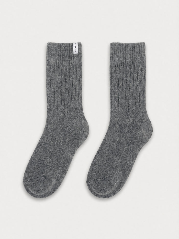 Label Knitted Socks - Marl Charcoal