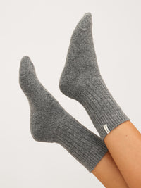 Label Knitted Socks - Marl Charcoal