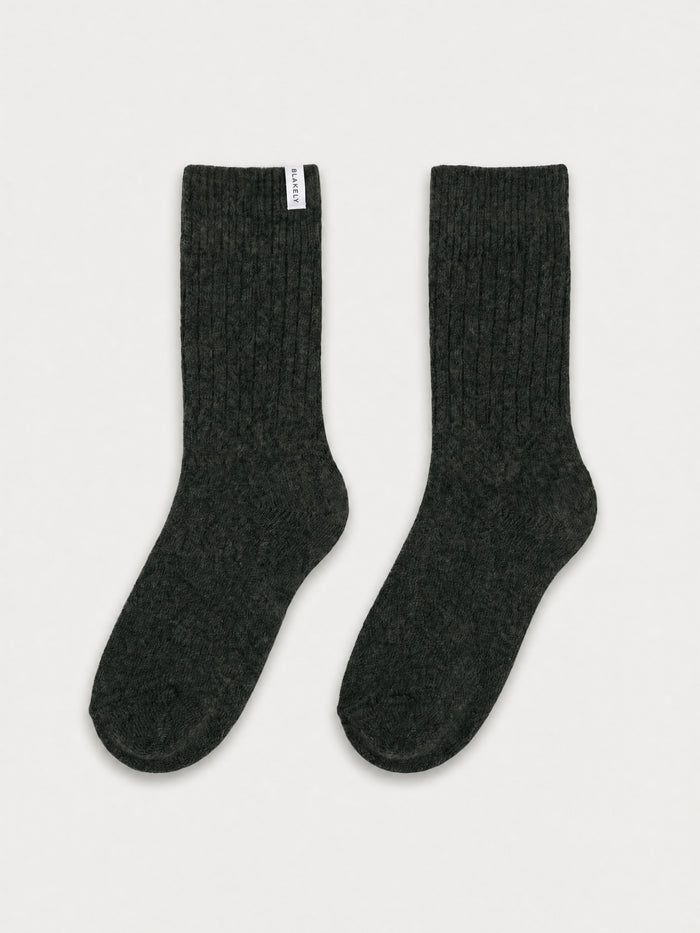 Label Knitted Socks - Dark Green
