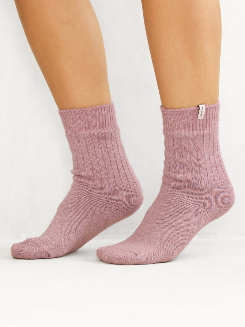 Label Knitted Socks - Dusty Pink
