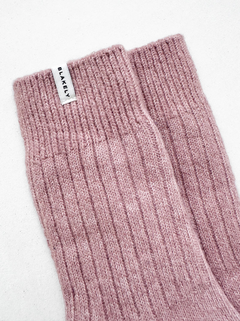 Label Knitted Socks - Dusty Pink