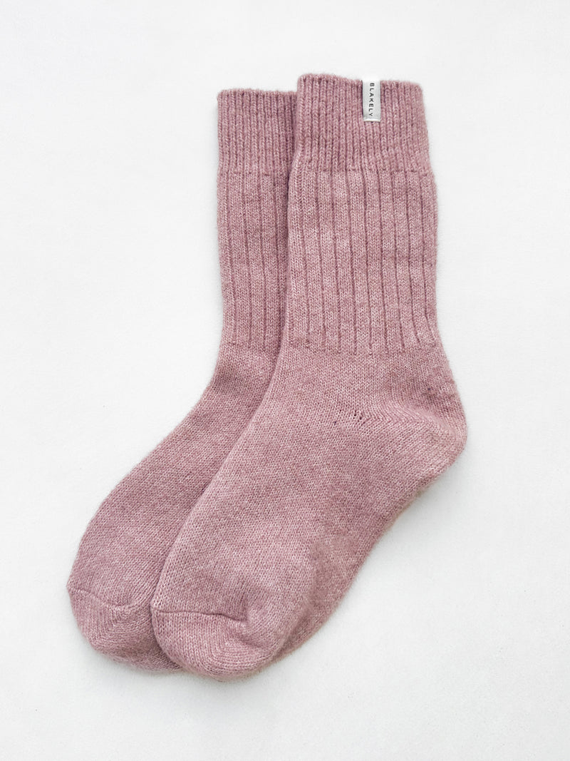 Label Knitted Socks - Dusty Pink
