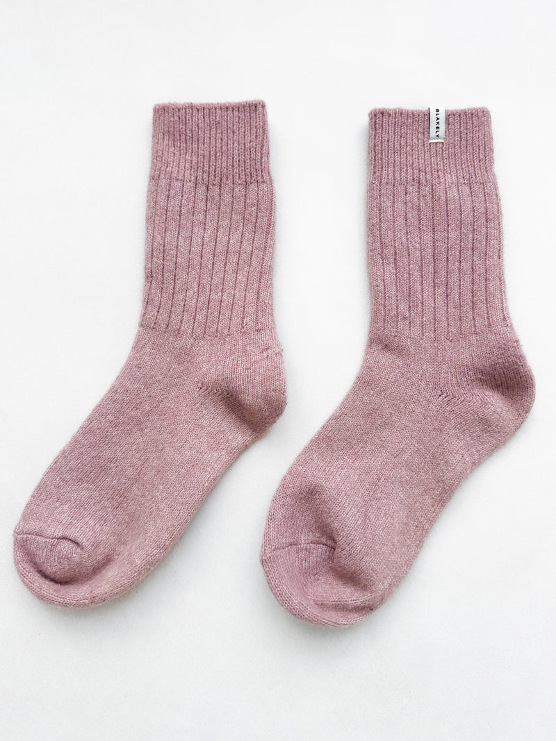 Label Knitted Socks - Dusty Pink