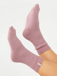 Label Knitted Socks - Dusty Pink