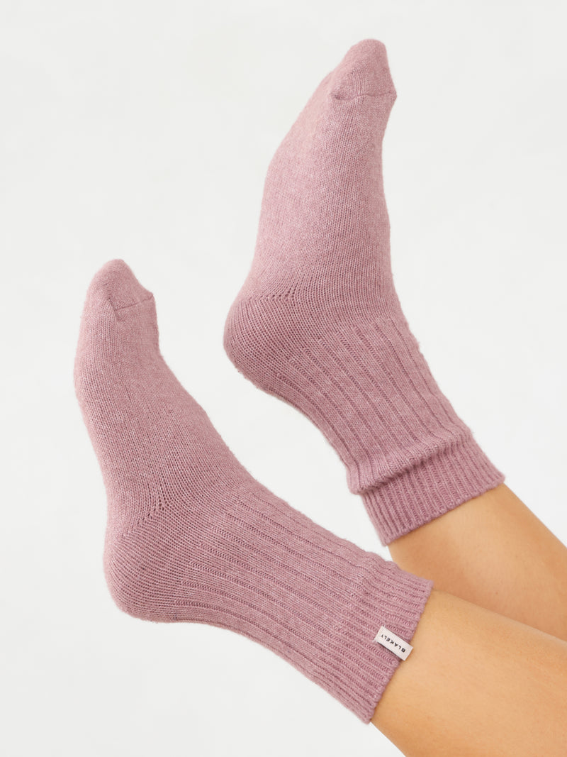 Label Knitted Socks - Dusty Pink