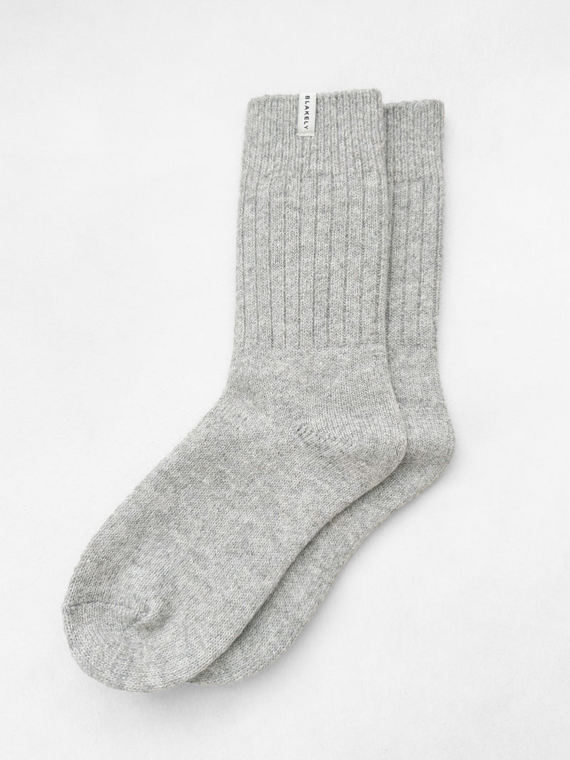 Label Knitted Socks - Marl Grey